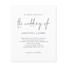 予算シンプル白黒結婚式招待状