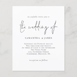 予算シンプル白黒結婚式招待状