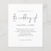 予算シンプル白黒結婚式招待状 (正面)