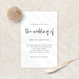 予算シンプル白黒結婚式招待状