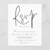 予算シンプル白黒結婚式RSVP (正面)