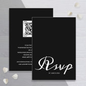 予算シンプル白黒結婚式RSVP QRコード エンクロージャーカード