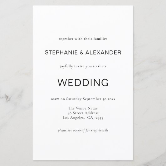 予算シンプル白黒QRコード結婚式の招待 (正面)