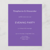 予算シンプル紫QRウェディングパーティー招待状 (正面)