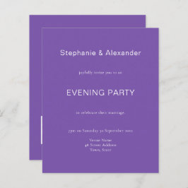 予算シンプル紫QRウェディングパーティー招待状