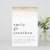 予算シンプル金ゴールドグリッター結婚式招待状 (スタンド正面)