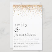 予算シンプル金ゴールドグリッター結婚式招待状 (正面)