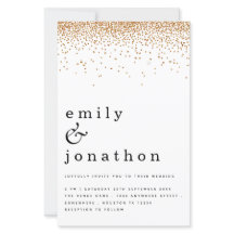 予算シンプル金ゴールドグリッター結婚式招待状