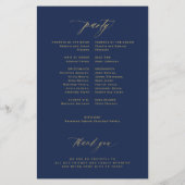予算シンプル金ゴールドネイビー結婚式プログラム チラシ (裏面)