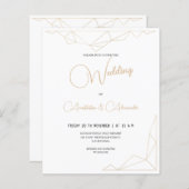 予算シンプル金ゴールド結婚式招待状。 (正面/裏面)