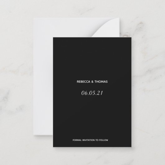 予算シンプル非エレガント写真保存日付 ノートカード (裏面)