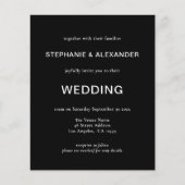 予算シンプルQRコードブラック結婚式招待状 (正面)