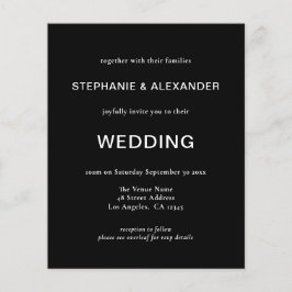 予算シンプルQRコードブラック結婚式招待状