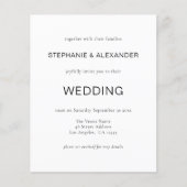 予算シンプルQRコード白黒結婚式の招待 (正面)