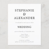 予算シンプルQRコード白黒結婚式の招待 (正面)