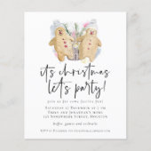 予算ジンジャーブレッドマンクリスマスプレゼントパーティー招待状 (正面)