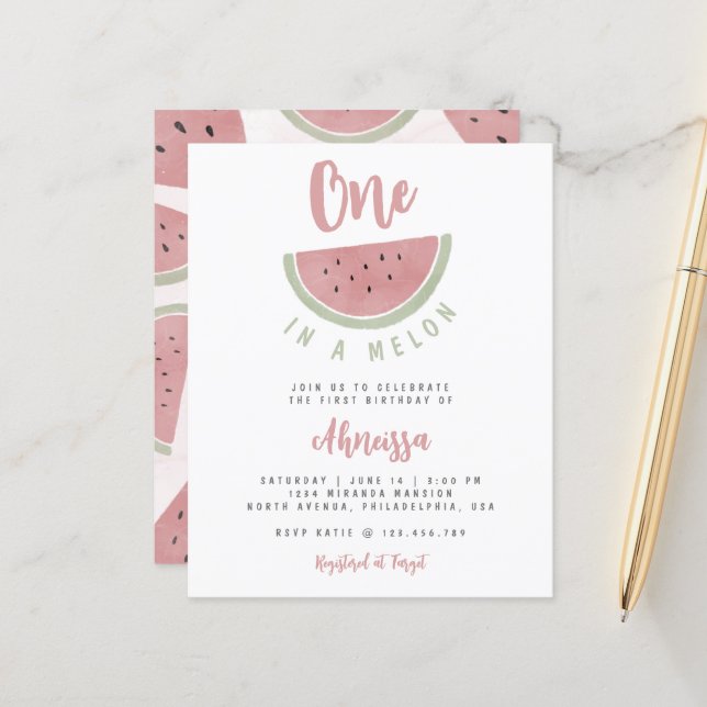 予算スイカ1つメロン最初の誕生日 (正面/裏面インサイチュ)