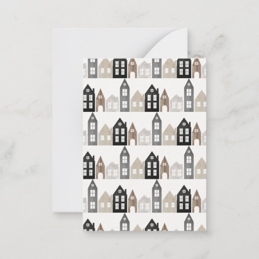 予算スカンジクリスマスノルディックハウス3フォトシック ノートカード (裏面)