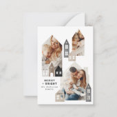 予算スカンジクリスマスノルディックハウス3フォトシック ノートカード (正面)