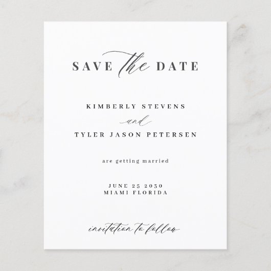 予算スクエレガントリッシンプルトの結婚式の日付の保存 (正面)