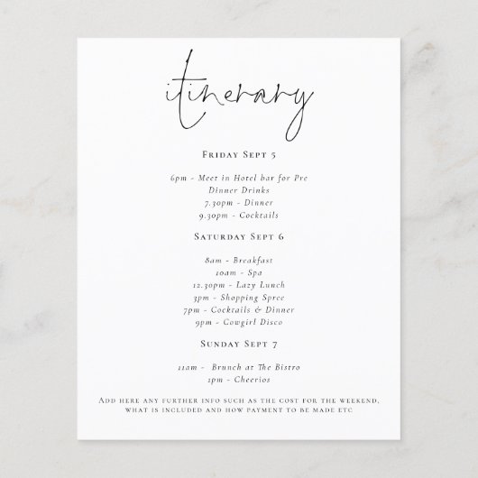 予算スクエレガントリプトバチェロレッテ週末招待状 (裏面)