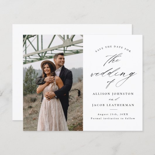 予算スクエレガントリプト写真ウェディング日付の保存 (正面/裏面)