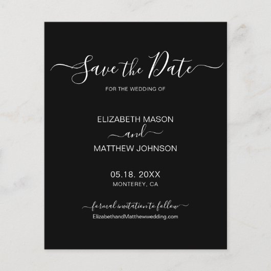 予算スクエレガントリプト白黒日付の保存 チラシ (正面)