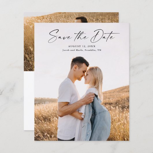 予算スクモダンリプト写真ウェディング日付の保存 (正面/裏面)