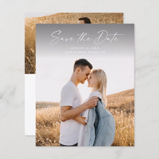 予算スクモダンリプト写真ウェディング日付の保存 (正面/裏面)