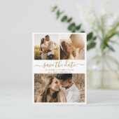 予算スクモダンリプト写真コラージュ日付の保存 案内ポストカード (スタンド正面)