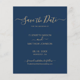 予算スクリプエレガントトNavyと金ゴールドの日付の保存 チラシ