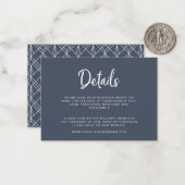 予算スクリプトと幾何学的結婚詳細カード ノートカード (正面/裏面インサイチュ)