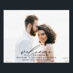 予算スクリプトの写真の歓迎結婚先 ポスター<br><div class="desc">予算モダンスクリプミニマルト文字写真ようこそデコ結婚アのサイン。</div>