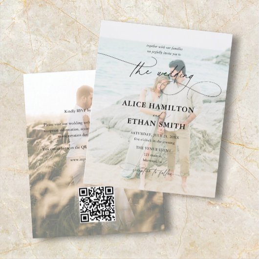 予算スクリプトの写真結婚式招待状