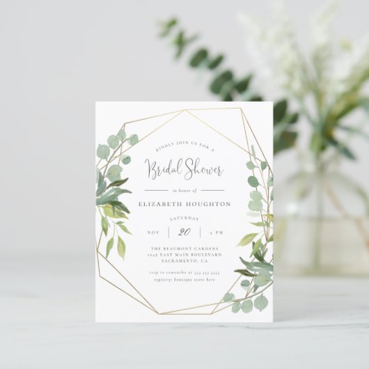 予算スクリプトの幾何学的な緑のブライダルシャワー (スタンド正面)