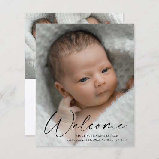 予算スクリプトようこそベビー写真ありがとう (正面/裏面)