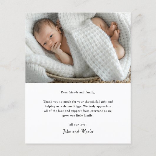 予算スクリプトようこそベビー写真ありがとう (裏面)