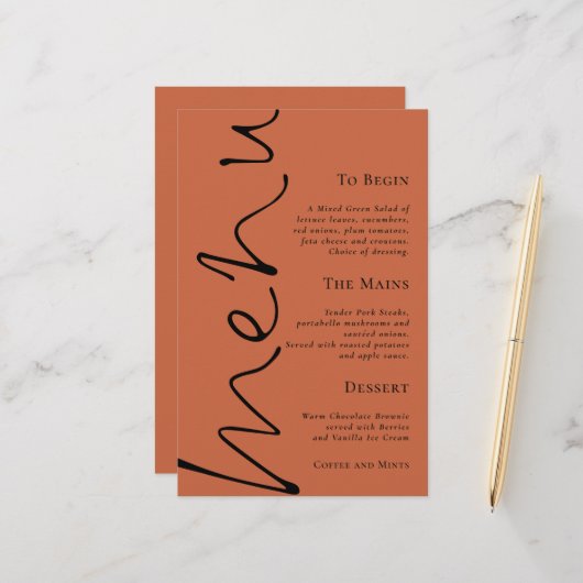 予算スクリプトシンプルのTerracottaのメ結婚ニュー (正面/裏面インサイチュ)