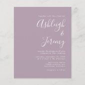 予算スクリプトダスティラベンダー結婚式招待状 (正面)