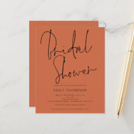 予算スクリプトテラコッタブライダルシャワー招待