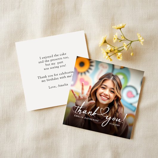 予算スクリプトハート写真誕生日ありがとう ノートカード