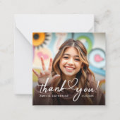 予算スクリプトハート写真誕生日ありがとう ノートカード (正面)