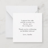 予算スクリプトハート写真誕生日ありがとう ノートカード (裏面)