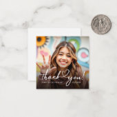 予算スクリプトハート写真誕生日ありがとう ノートカード (正面/裏面インサイチュ)