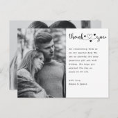 予算スクリプトハート結婚写真のサンキューカード ポストカード (正面/裏面)