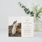 予算スクリプトフォトアイボリー結婚式招待状 (スタンド正面)