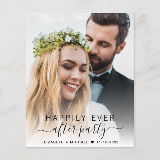 予算スクリプトフォトウェディングレセプション招待状 (正面)