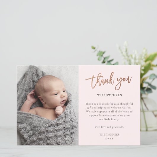 予算スクリプトフォトベビーサンキューカード (スタンド正面)