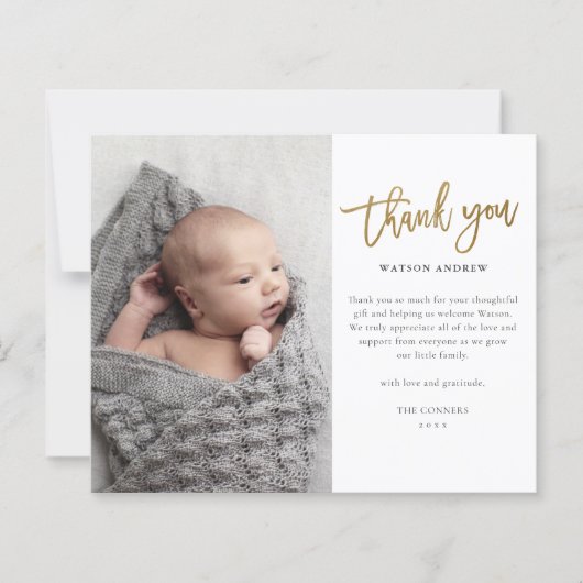 予算スクリプトフォトベビーサンキューカード (正面)