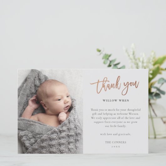 予算スクリプトフォトベビーサンキューカード (スタンド正面)